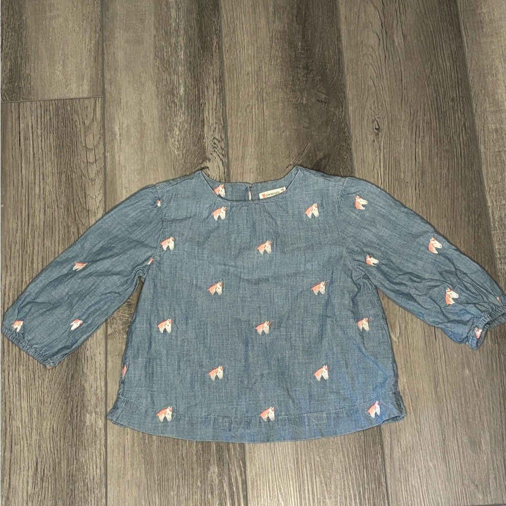 🦄Crewcuts🦄 Unicorn Chambray Top